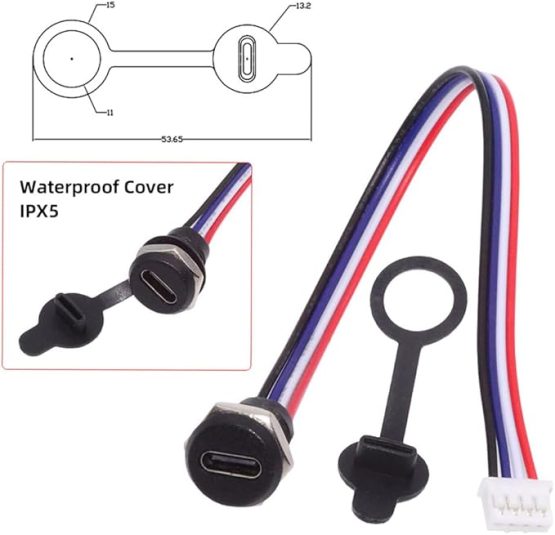 USB Type C პორტი სახურავით (დედალი) - 4pin (97468)
