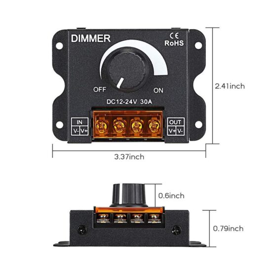 LED ლენტის დიმერი 12-24V, 30A (99605) - Image 2